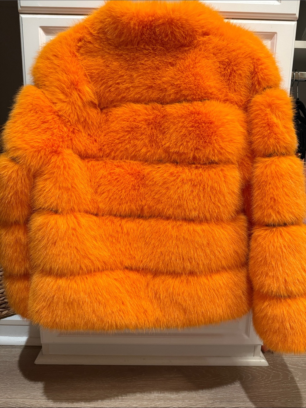 Orange Faux Fur Teddy Coat for Women - Picture 2 of 3